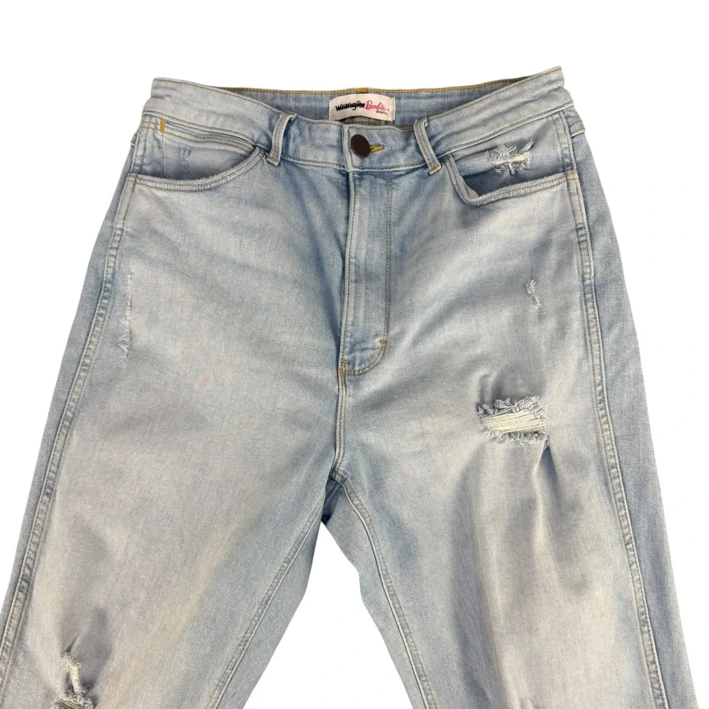 Wrangler x Barbie Distressed High‎ Rise Straight Leg Jeans Light Wash MGW25MN 7